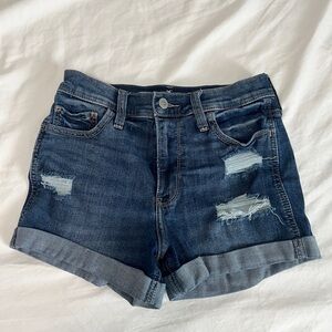 Hollister Dark Blue Distressed Jean Shorts